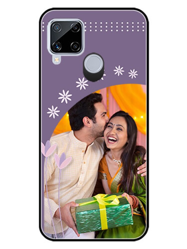 Custom Realme C15 Custom Glass Mobile Case  - Lavender flowers design 