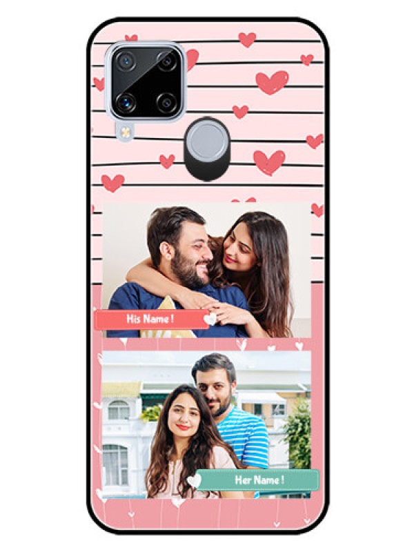Custom Realme C15 Custom Glass Mobile Case  - Photo with Heart Design