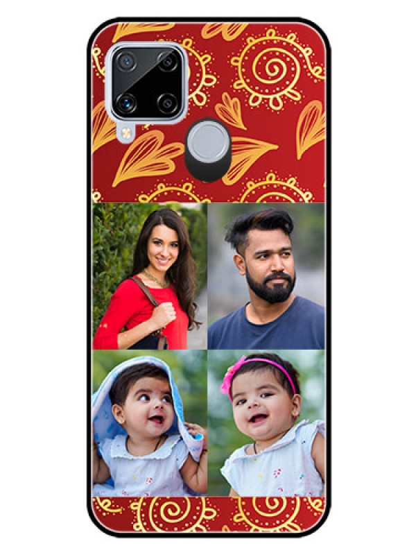 Custom Realme C15 Photo Printing on Glass Case  - 4 Image Traditional Design