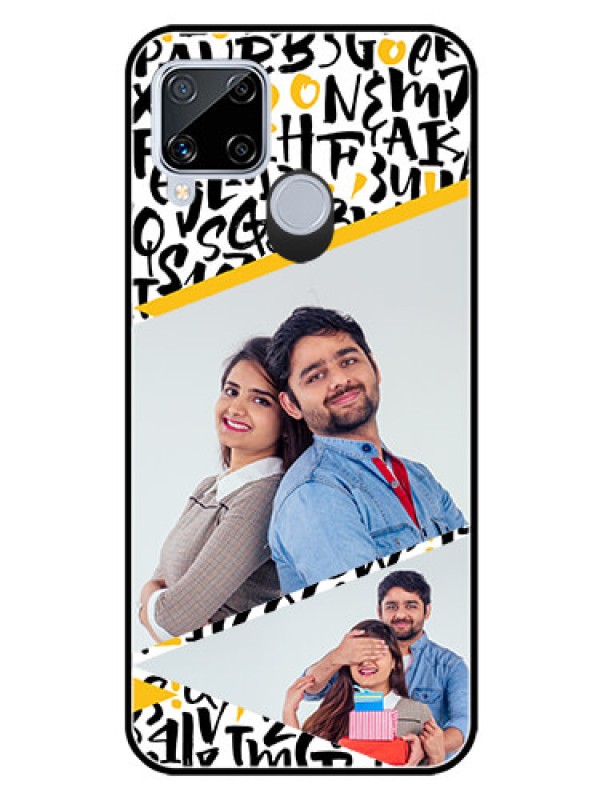 Custom Realme C15 Custom Glass Mobile Case  - Letters Pattern Design