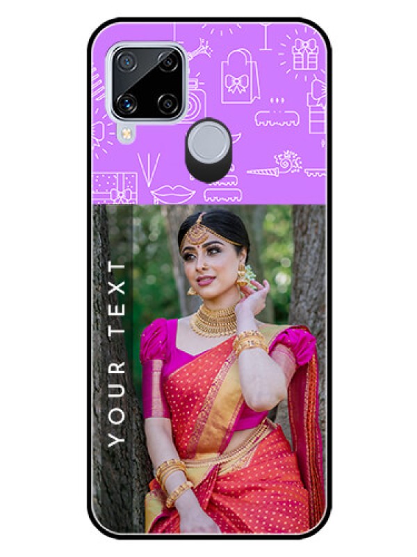 Custom Realme C15 Custom Glass Mobile Case  - Birthday Icons Design