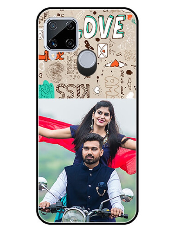 Custom Realme C15 Custom Glass Phone Case  - Love Doodle Pattern 