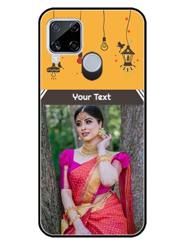 Custom Realme C15 Custom Glass Mobile Case  - with Family Picture and Icons 