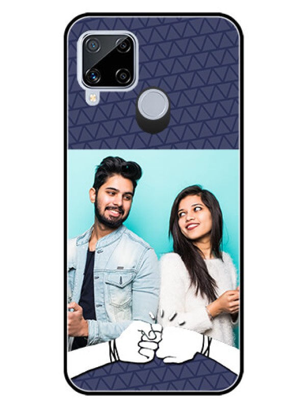 Custom Realme C15 Photo Printing on Glass Case  - with Best Friends Design  