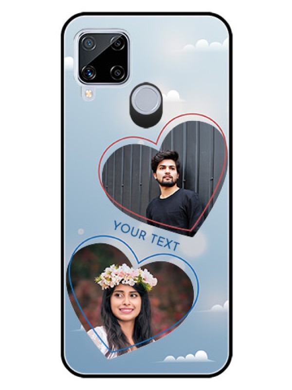 Custom Realme C15 Custom Glass Mobile Case  - Blue Color Couple Design 