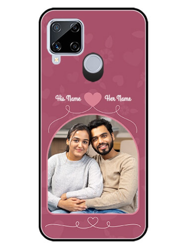 Custom Realme C15 Photo Printing on Glass Case  - Love Floral Design