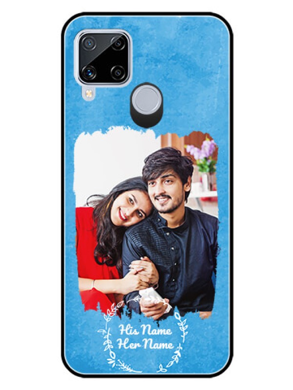 Custom Realme C15 Custom Glass Phone Case - Blue Color Vintage Design