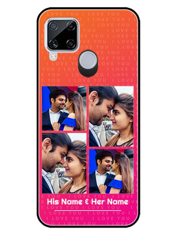 Custom Realme C15 Custom Glass Phone Case  - I Love You Pink Design