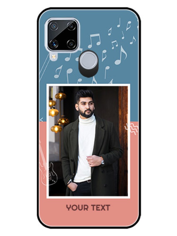 Custom Realme C15 Photo Printing on Glass Case  - with Color Musical Note Design