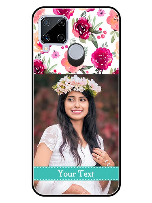 Custom Realme C15 Custom Glass Phone Case  - Watercolor Floral Design