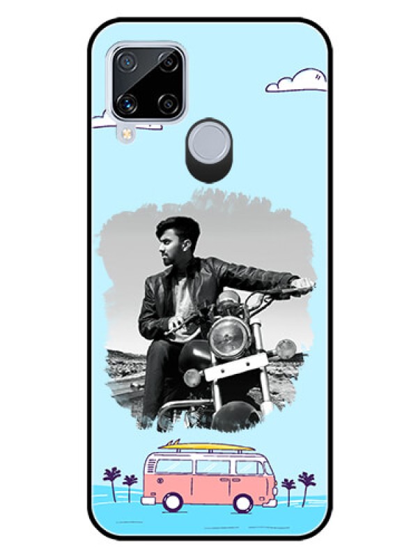 Custom Realme C15 Photo Printing on Glass Case  - Travel & Adventure Design