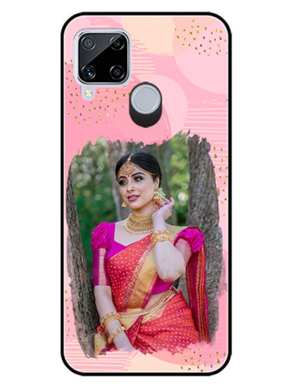Custom Realme C15 Personalized Glass Phone Case  - Gold Glitter Splash Design