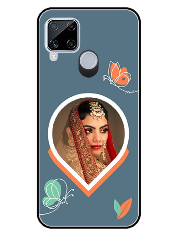 Custom Realme C15 Custom Glass Mobile Case - Droplet Butterflies Design