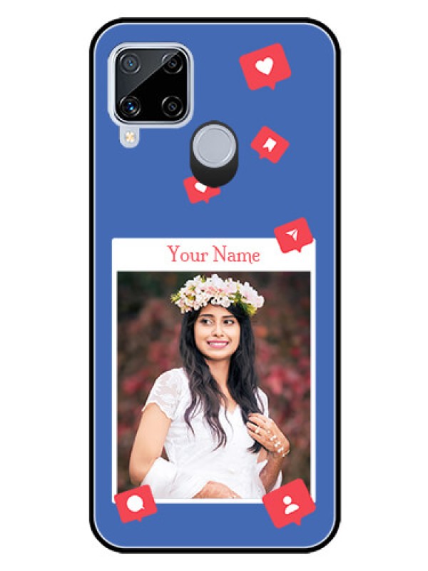 Custom Realme C15 Custom Glass Phone Case - Like Share And Comment Design