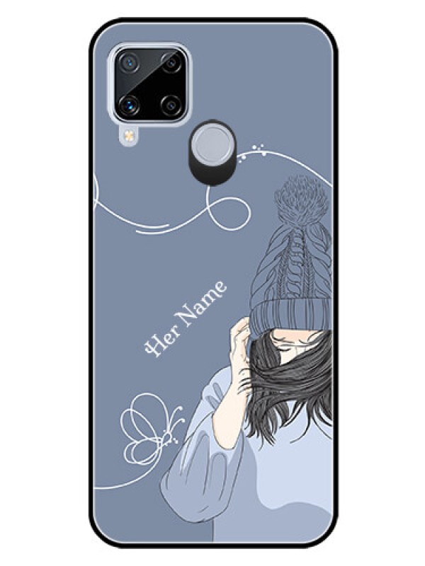 Custom Realme C15 Custom Glass Mobile Case - Girl in winter outfit Design