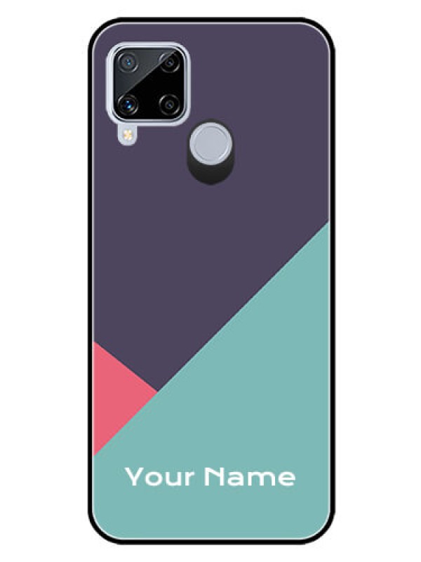 Custom Realme C15 Custom Glass Mobile Case - Tri Color abstract Design