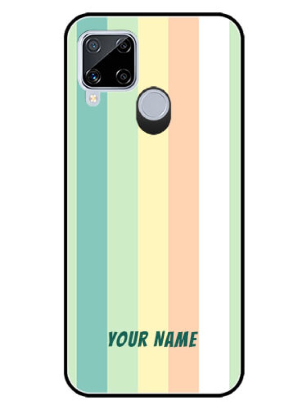 Custom Realme C15 Photo Printing on Glass Case - Multi-colour Stripes Design