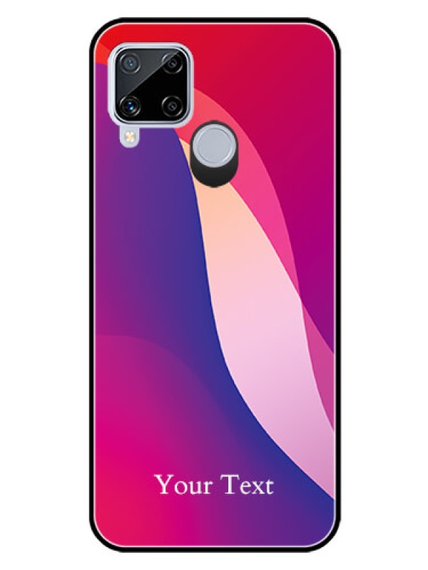 Custom Realme C15 Personalized Glass Phone Case - Digital abstract Overlap Design
