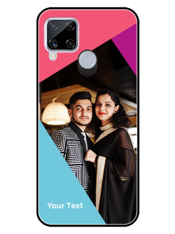 Custom Realme C15 Custom Glass Mobile Case - Stacked Triple colour Design