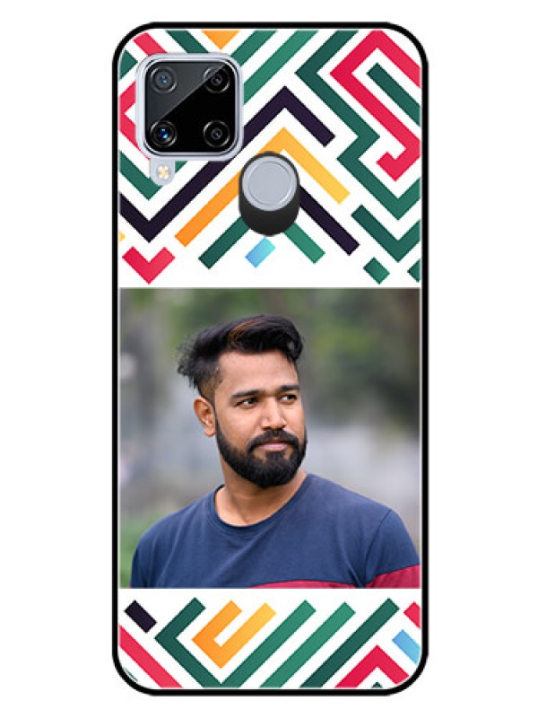 Custom Realme C15 Personalized Glass Phone Case - Colorful Maze Pattern Design