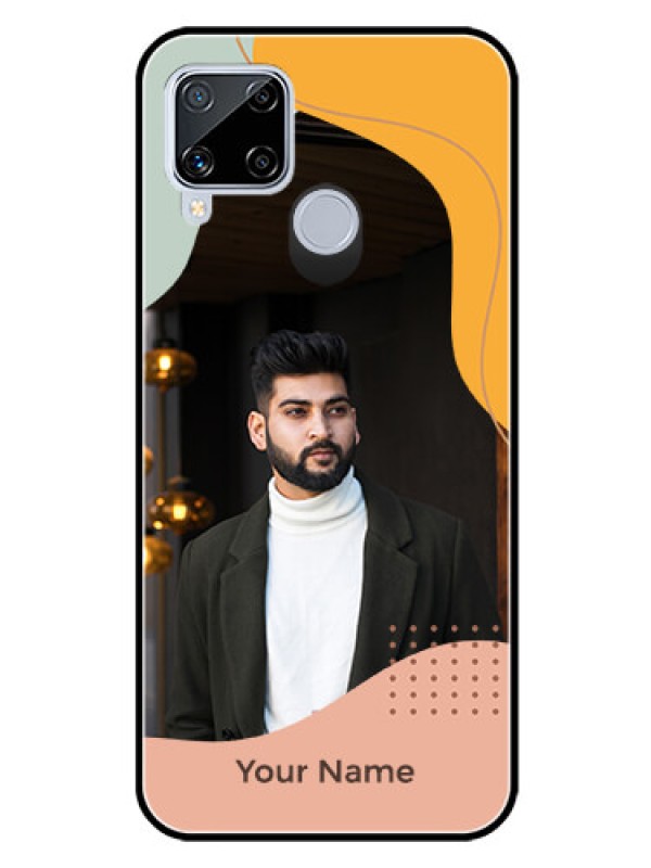 Custom Realme C15 Personalized Glass Phone Case - Tri-coloured overlay design