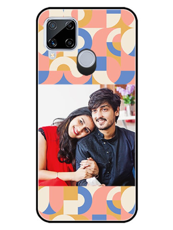 Custom Realme C15 Photo Printing on Glass Case - Semi-circle Maze Pattern Design