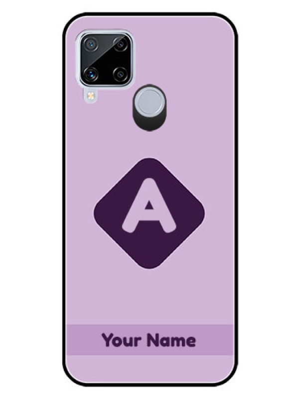 Custom Realme C15 Custom Glass Mobile Case - Custom Letter in curved badge Design