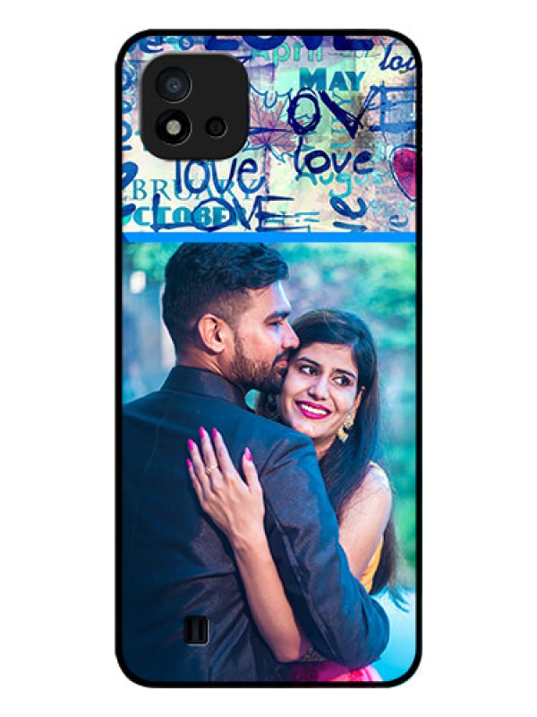 Custom Realme C20 Custom Glass Mobile Case - Colorful Love Design