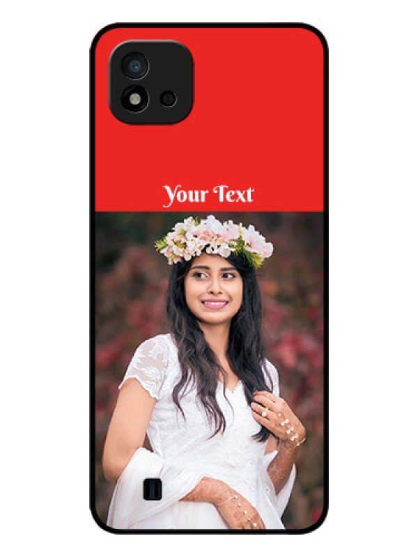 Custom Realme C20 Custom Glass Phone Case - Simple Red Color Design
