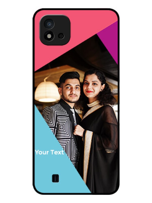 Custom Realme C20 Custom Glass Mobile Case - Stacked Triple colour Design