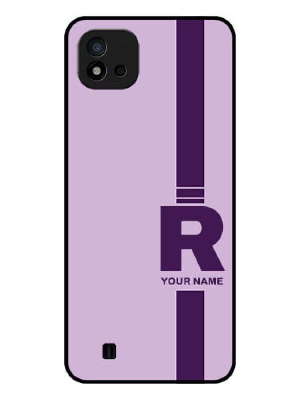 Custom Realme C20 Photo Printing on Glass Case - Simple dual tone stripe with name Design