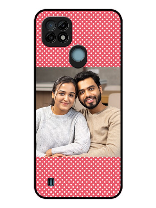 Custom Realme C21 Custom Glass Phone Case - White Dotted Design