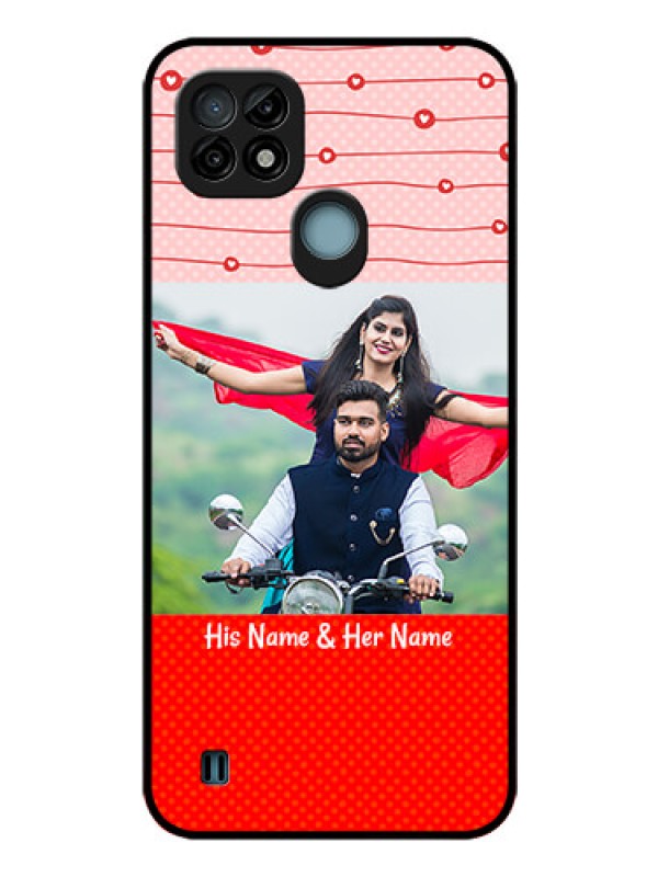 Custom Realme C21 Personalized Glass Phone Case - Red Pattern Case Design