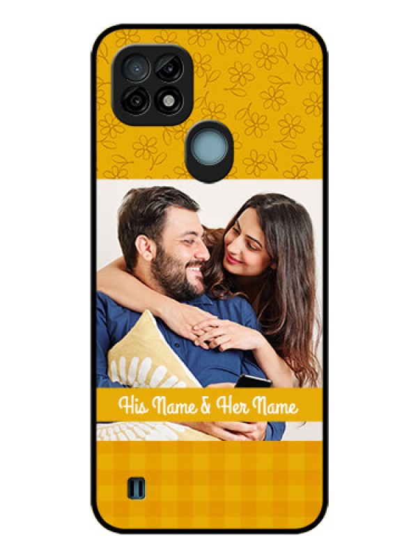 Custom Realme C21 Custom Glass Mobile Case - Yellow Floral Design