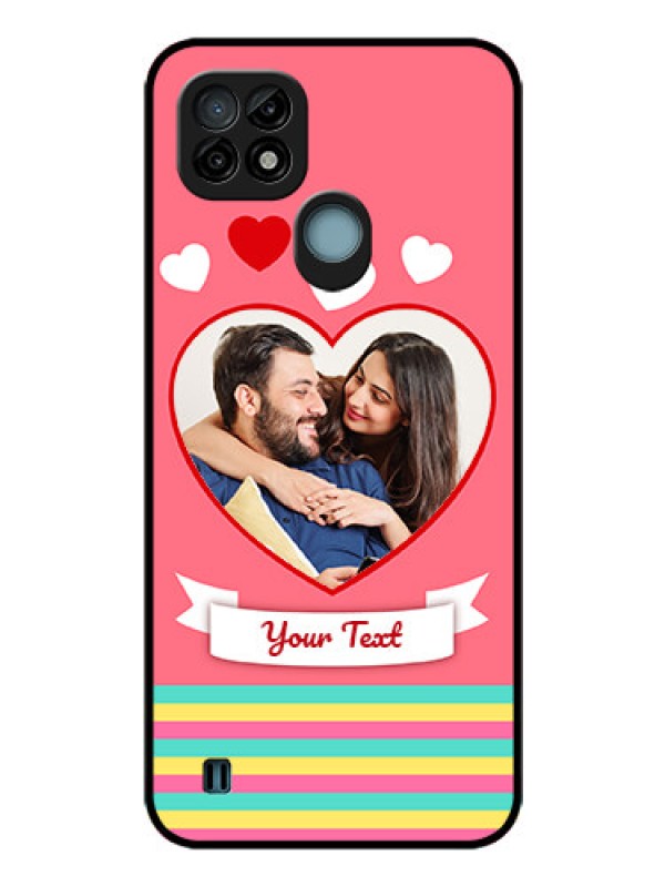 Custom Realme C21 Photo Printing on Glass Case - Love Doodle Design