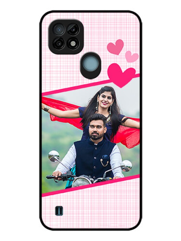 Custom Realme C21 Custom Glass Phone Case - Love Shape Heart Design