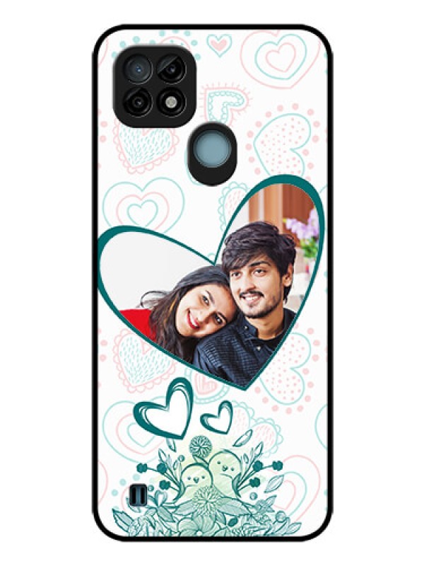Custom Realme C21 Photo Printing on Glass Case - Premium Couple Design