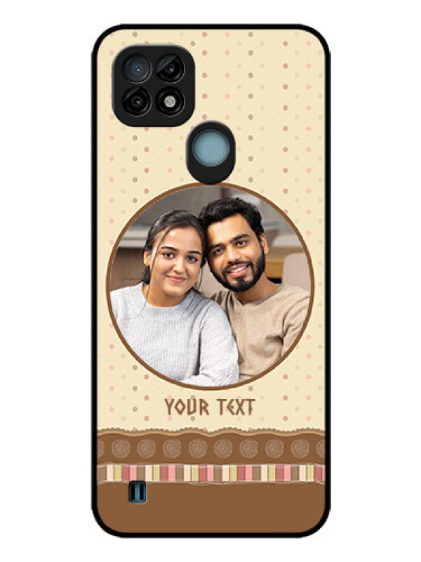 Custom Realme C21 Custom Glass Mobile Case - Brown Dotted Mobile Case Design