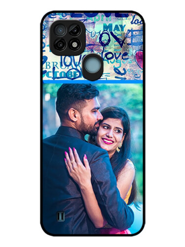 Custom Realme C21 Custom Glass Mobile Case - Colorful Love Design