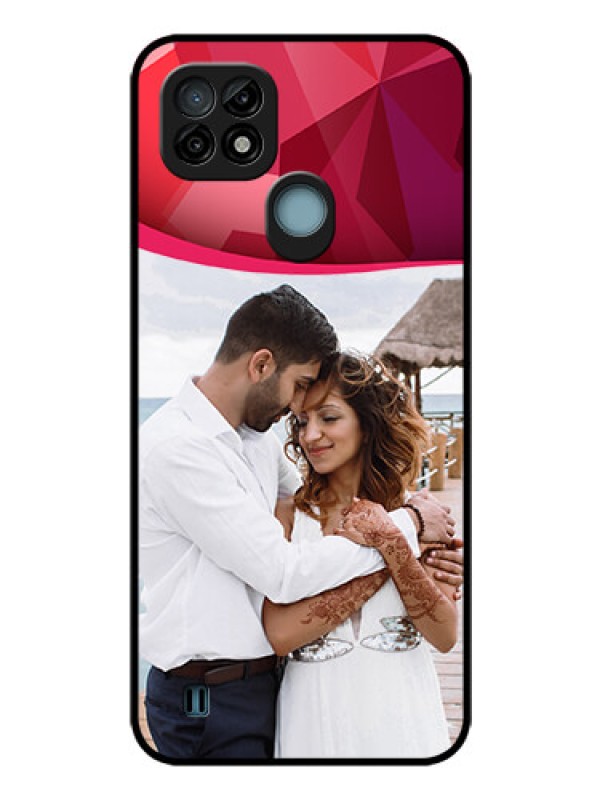 Custom Realme C21 Custom Glass Mobile Case - Red Abstract Design
