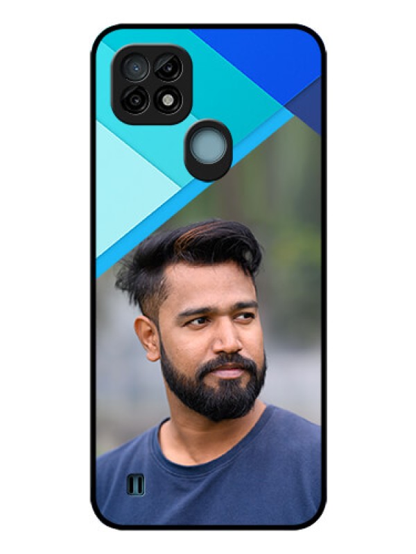 Custom Realme C21 Custom Glass Phone Case - Blue Pattern Design