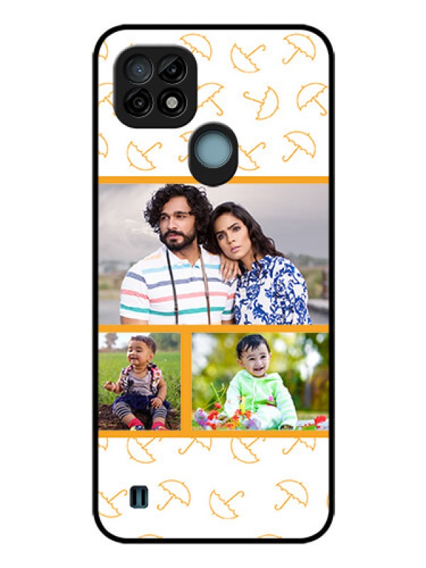 Custom Realme C21 Custom Glass Mobile Case - Yellow Pattern Design
