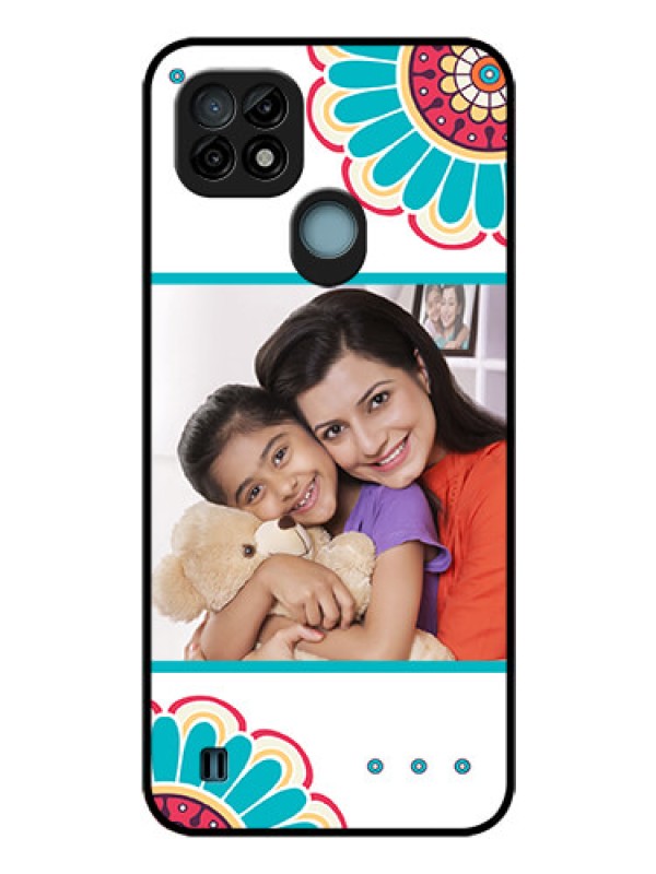 Custom Realme C21 Custom Glass Phone Case - Flower Design