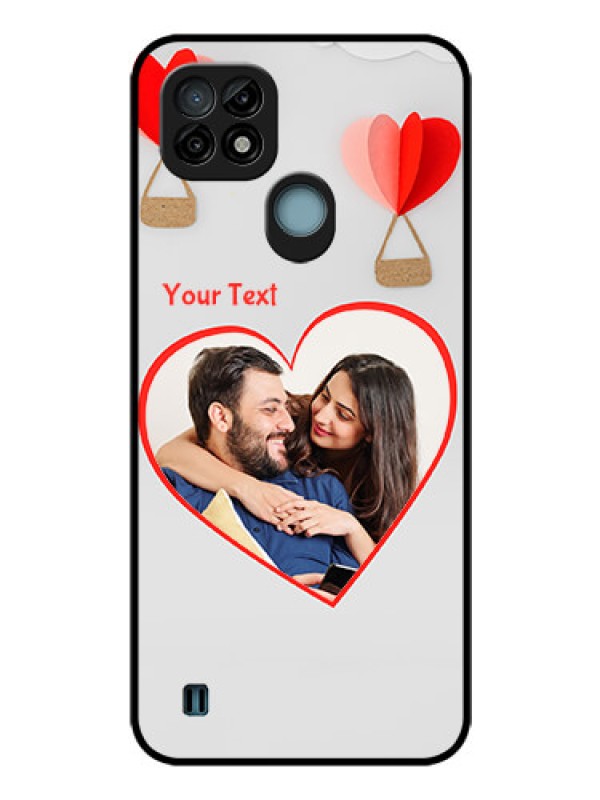 Custom Realme C21 Custom Glass Mobile Case - Parachute Love Design