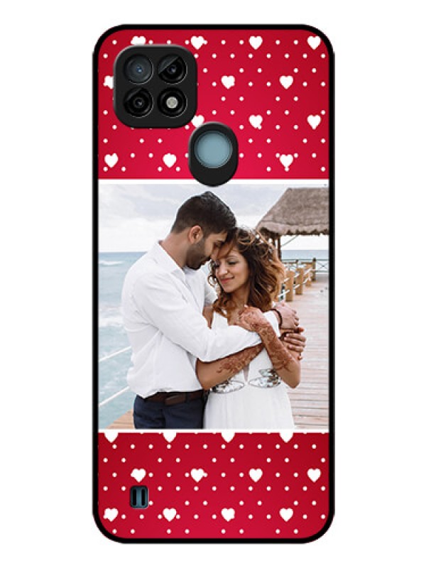 Custom Realme C21 Photo Printing on Glass Case - Hearts Mobile Case Design