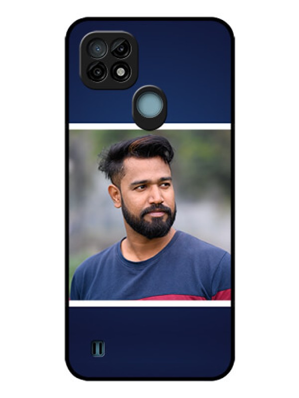 Custom Realme C21 Personalized Glass Phone Case - Simple Royal Blue Design