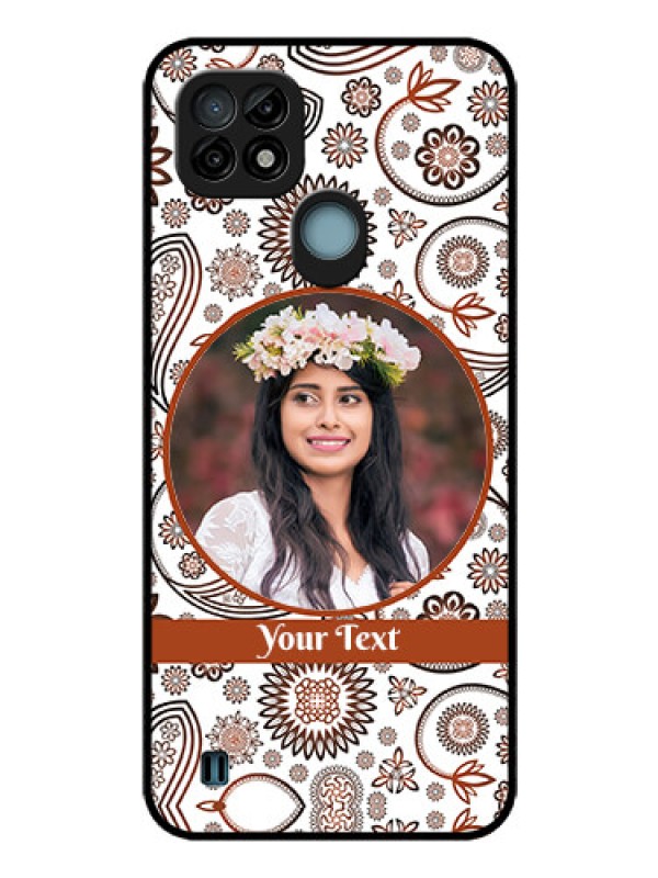 Custom Realme C21 Custom Glass Mobile Case - Abstract Floral Design 