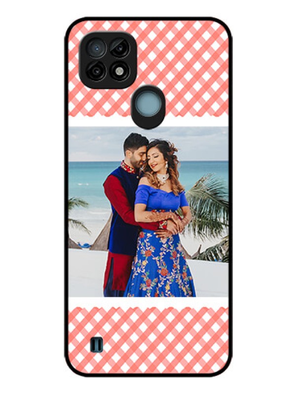 Custom Realme C21 Personalized Glass Phone Case - Pink Pattern Design