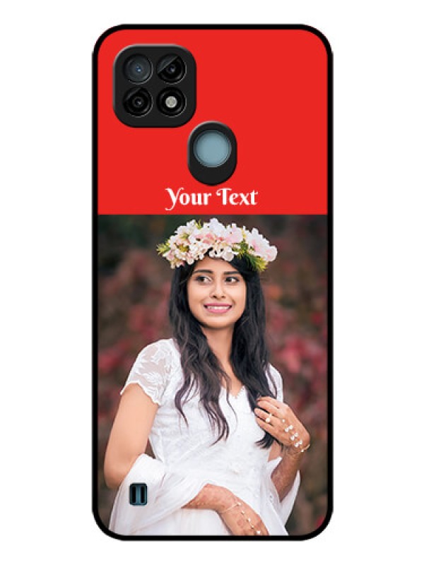 Custom Realme C21 Custom Glass Phone Case - Simple Red Color Design