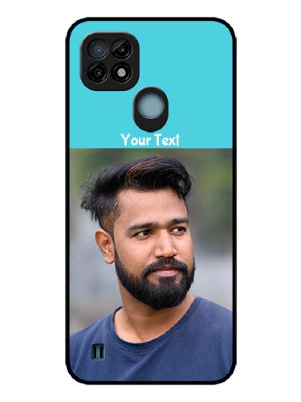 Custom Realme C21 Personalized Glass Phone Case - Simple Blue Color Design